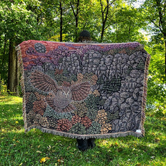 Art Blanket - The Keeper of Twilight Owl - 68 x 50 Inch - Tapestry Woven Throw