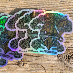 Holographic Foil Cosmic Foo Dog 3x3 Vinyl Sticker